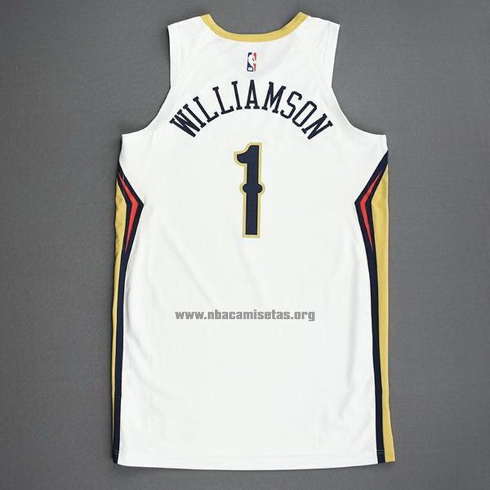 Camiseta New Orleans Pelicans Zion Williamson NO 1 Association Autentico 2020-21 Blanco